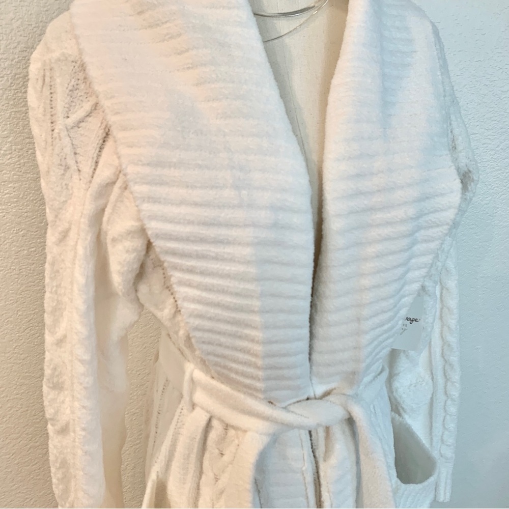 ๐ PJ Salvage White Chenille Cable Knit Sweater Short Robe - Picture 8 of 14